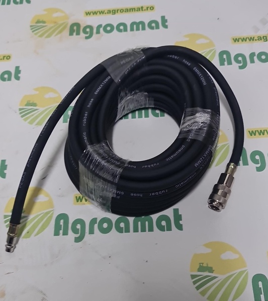 Furtun Aer Compresor 12m Cauciucat 6x12mm si Cuple Rapide Universale