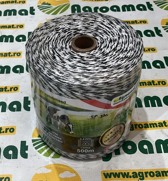 Rola Fir Negru-Alb fi 3mm 5x0.2mm Inox, 500m Gard Electric