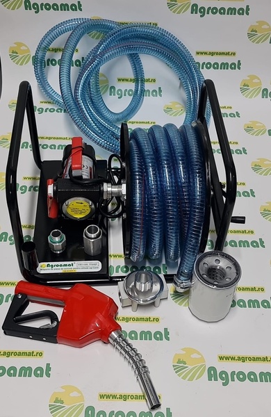 Pompa Transfer Combustibil Mobila 12V, Debit 40 L/min cu Furtun si Filtru