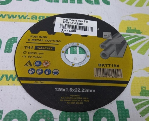 [108142] Disc Taiere Inox T41 125x1.6x22mm