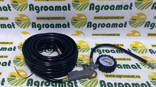[120889] Furtun pentru Umflat Roti 13m cu Pistol si Manometru Exterior