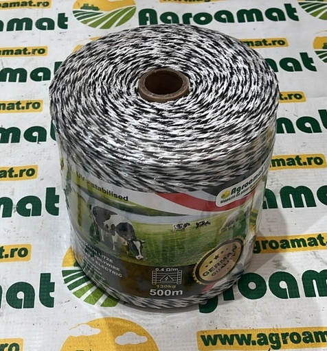 [126317] Rola Fir Negru-Alb fi 3mm 5x0.2mm Inox, 500m Gard Electric