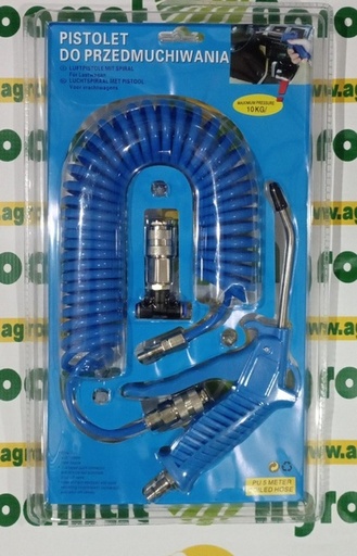 [126637] Pistol Aer Curatat Praful cu Furtun Spiralat si Mufe Rapide de Conectare - Albastru