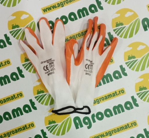 [126688] Manusi de Protectie Sintetice Cauciucate Alb-Portocaliu Marimea 10