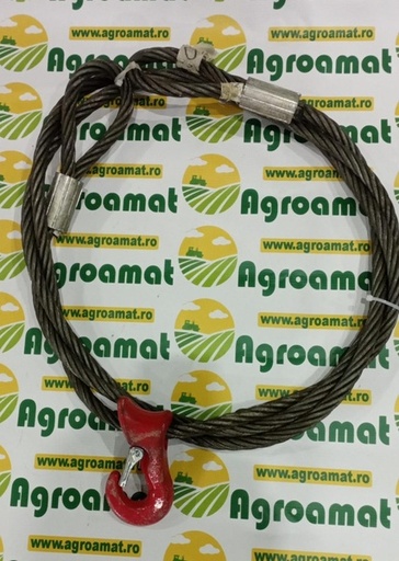 [126738] Cablu Troliu Ciochinar din Otel 6x37 fi 16mm 4m cu 2 Ochiuri si Carlig