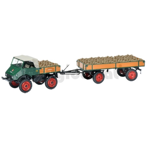 [49555] Tractor cu remorca si marfa, verde, editie limitata