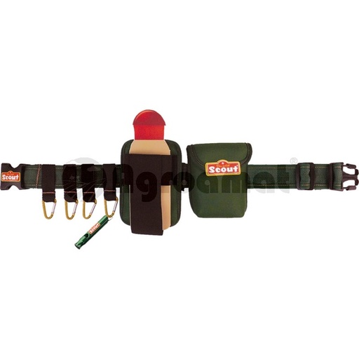 [49592] Curea Neopren, reglabila 50-90 cm, geanta pentru curea cu inchidere velcro, suport pentru sticla, 4 carabine si fluier, neomologat EN71